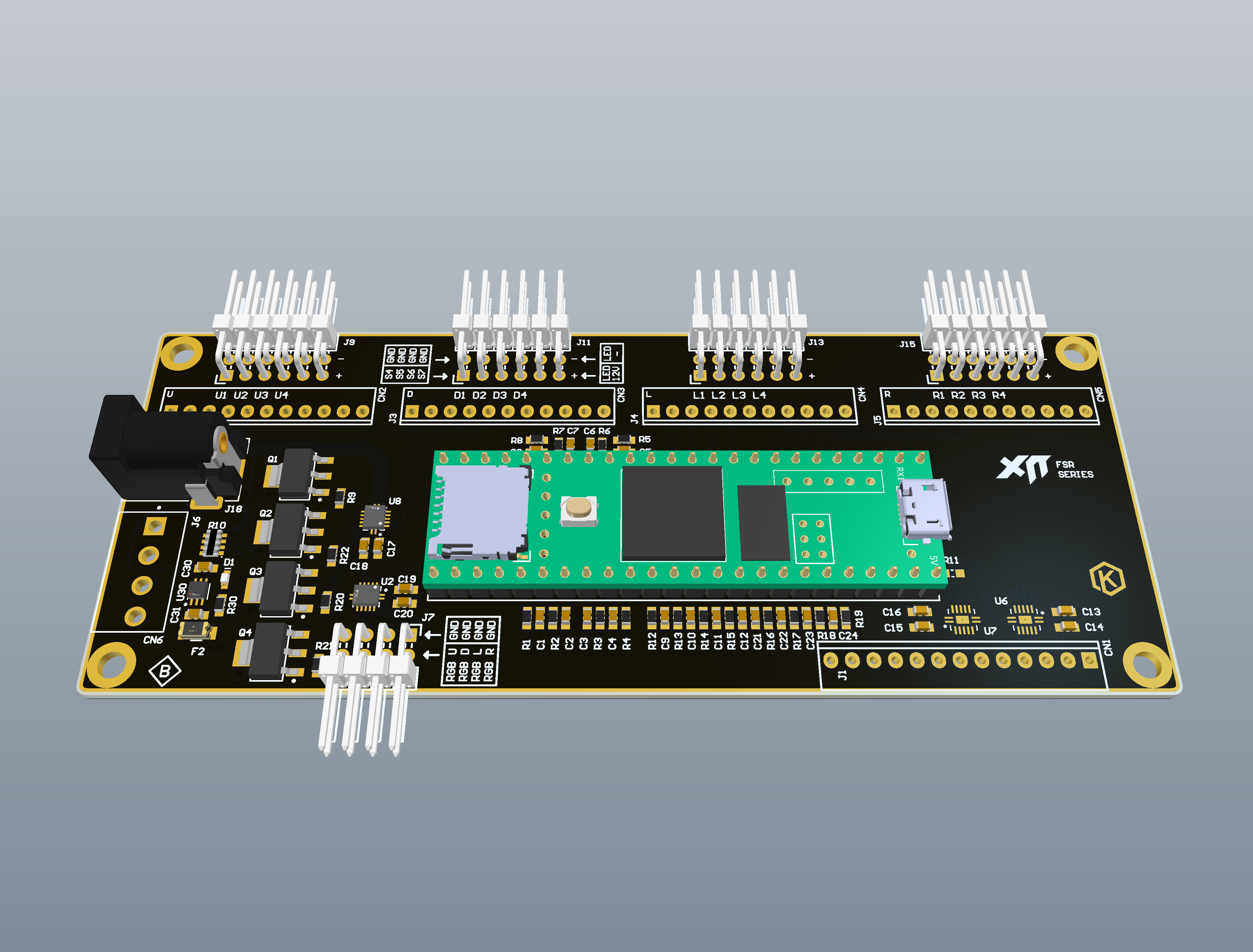 XN Series FSR Controller — Board Render (Rev B)